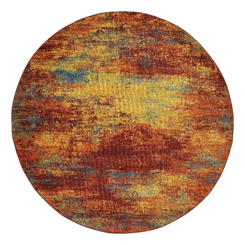 Nourison Essentials 8' x Round Flame Fabric Area Rug