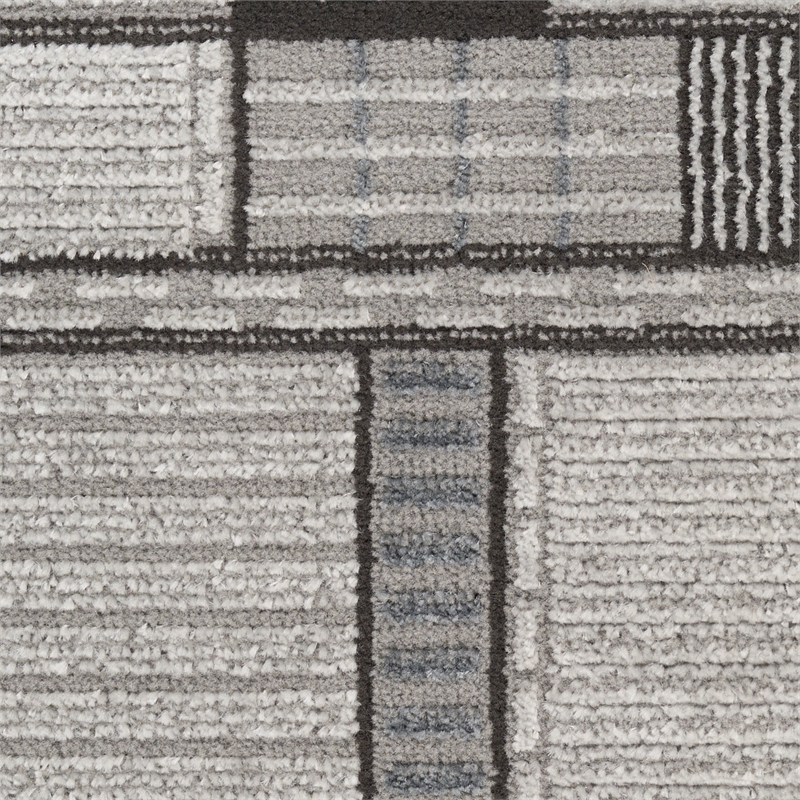 Nourison Nordic 6' Runner Black Gray Fabric Area Rug