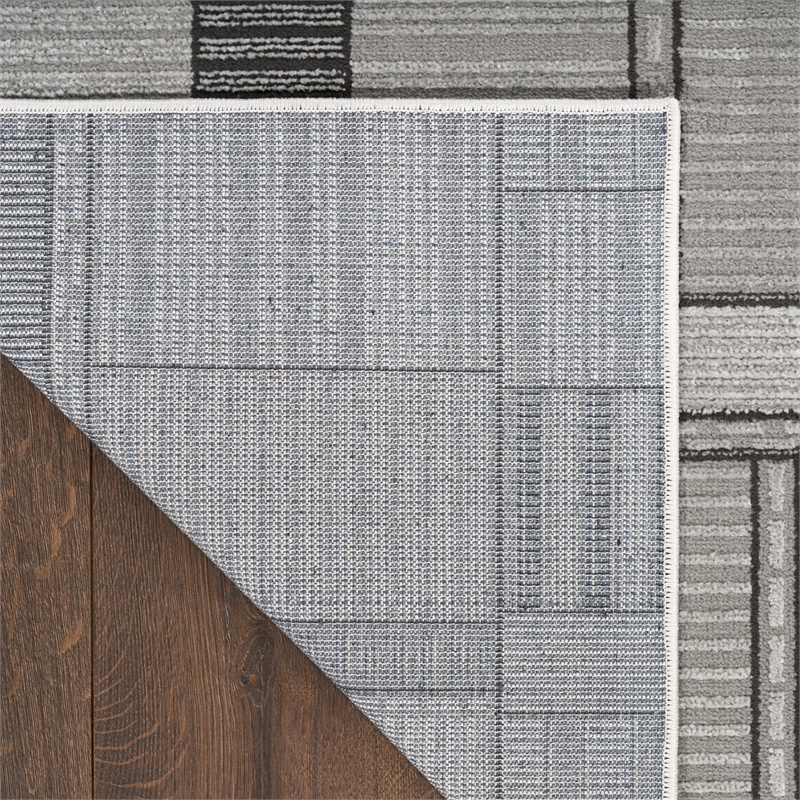 Nourison Nordic 6' Runner Black Gray Fabric Area Rug