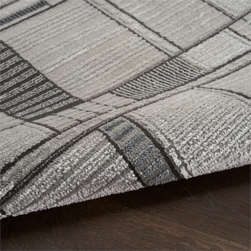 Nourison Nordic 6' Runner Black Gray Fabric Area Rug