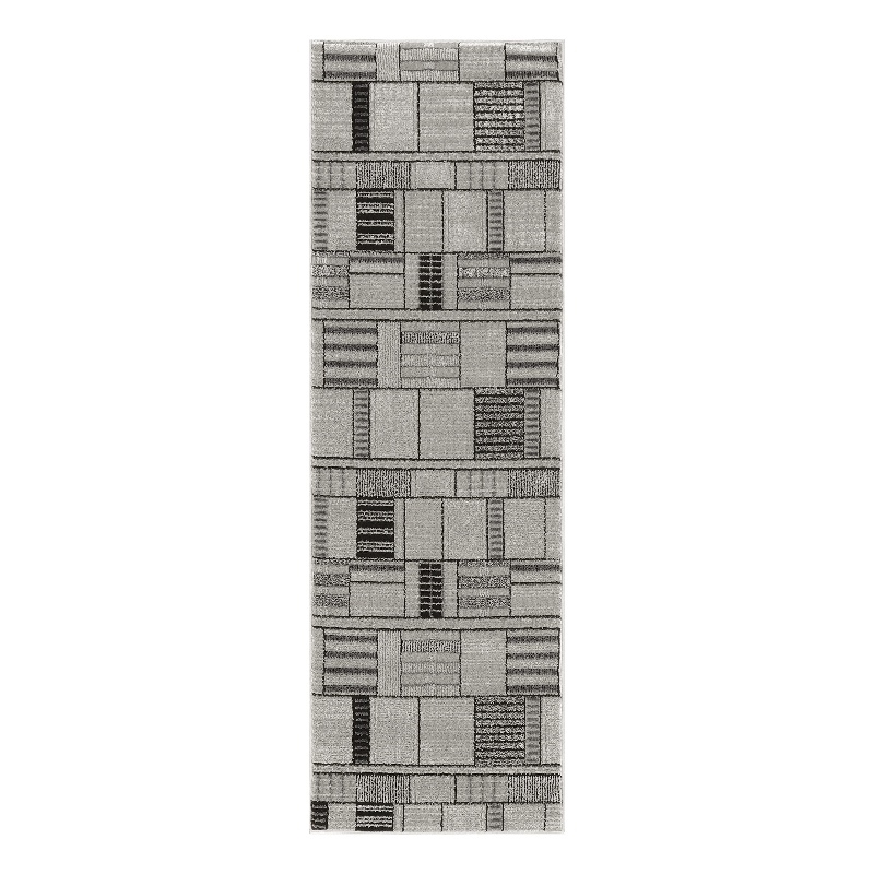 Nourison Nordic 6' Runner Black Gray Fabric Area Rug