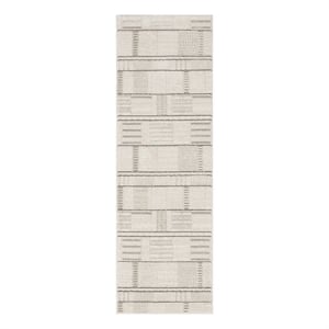 Nourison Nordic 6' Runner Ivory Gray Fabric Area Rug