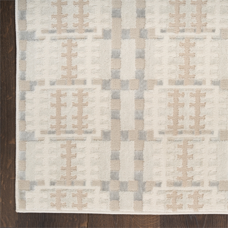 Nourison Nordic 6' Runner Ivory Multi-Color Fabric Area Rug