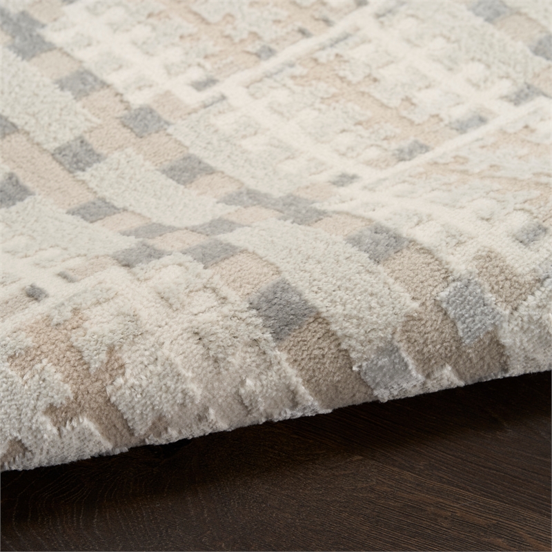 Nourison Nordic 6' Runner Ivory Multi-Color Fabric Area Rug