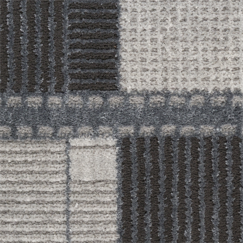 Nourison Nordic 6' Runner Gray Black Fabric Area Rug