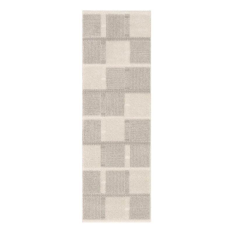 Nourison Nordic 6' Runner Ivory Gray Fabric Area Rug