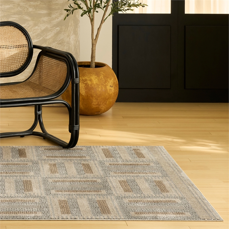 Nourison Nordic 5' x 7' Gray Multi-Color Fabric Area Rug