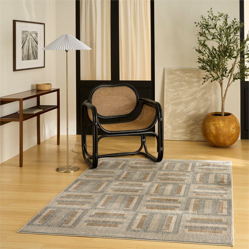 Nourison Nordic 5' x 7' Gray Multi-Color Fabric Area Rug