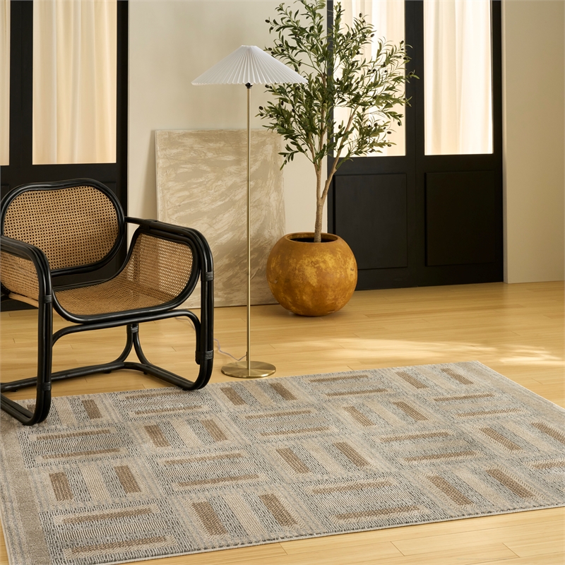 Nourison Nordic 5' x 7' Gray Multi-Color Fabric Area Rug