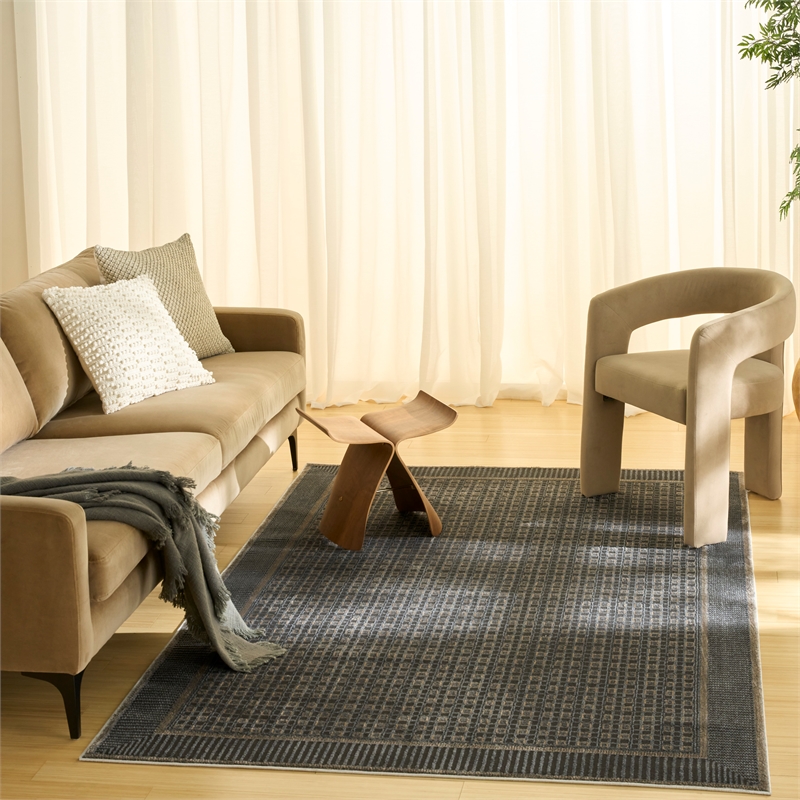 Nourison Nordic 5' x 7' Black Taupe Fabric Area Rug