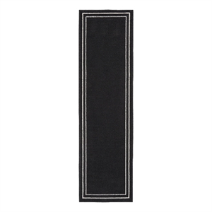 Nourison Essentials 12' Runner Black Ivory Fabric Area Rug