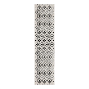 Nourison Essentials 8' Runner Ivory Black Fabric Area Rug