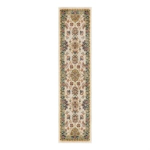 Nourison Essentials 8' Runner Ivory Gold Fabric Area Rug