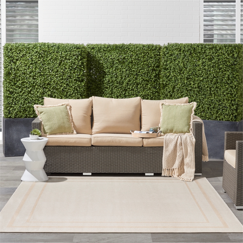 Nourison Essentials 9' x Square Ivory Gold Fabric Area Rug