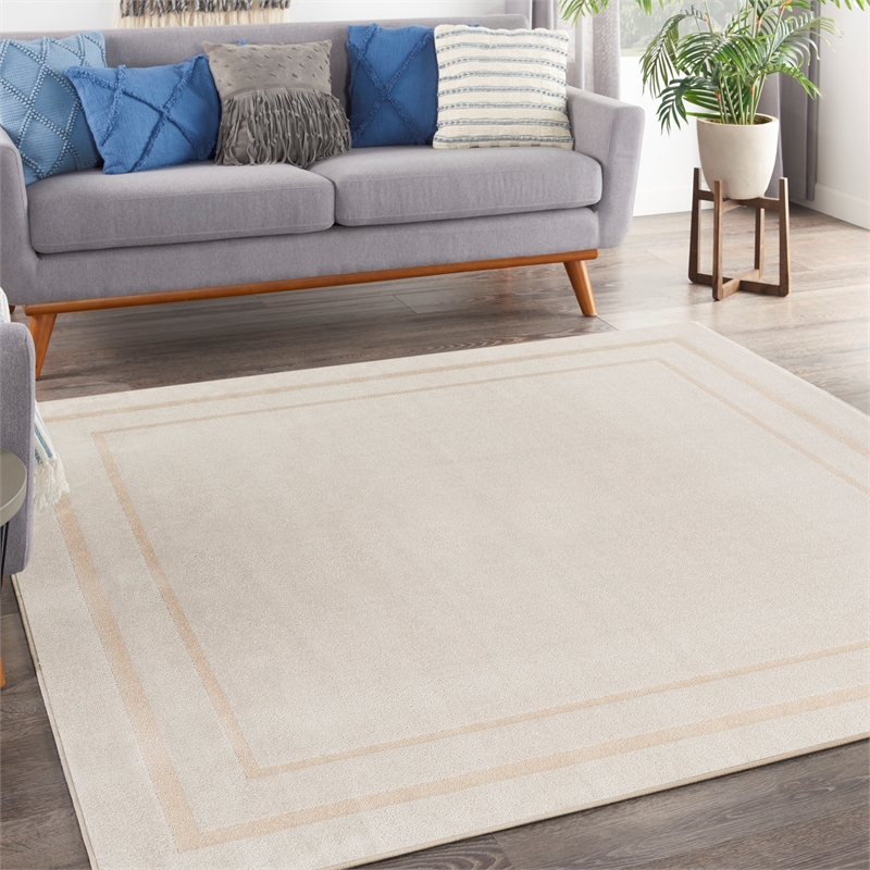 Nourison Essentials 9' x Square Ivory Gold Fabric Area Rug