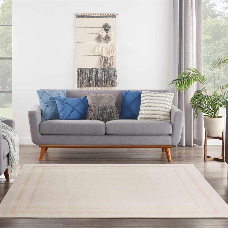 Nourison Essentials 9' x Square Ivory Gold Fabric Area Rug