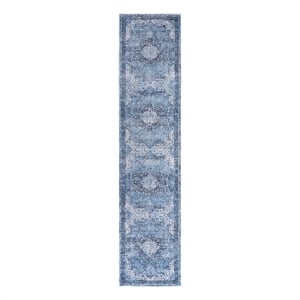 Nourison Washables 10' Runner Blue Fabric Area Rug
