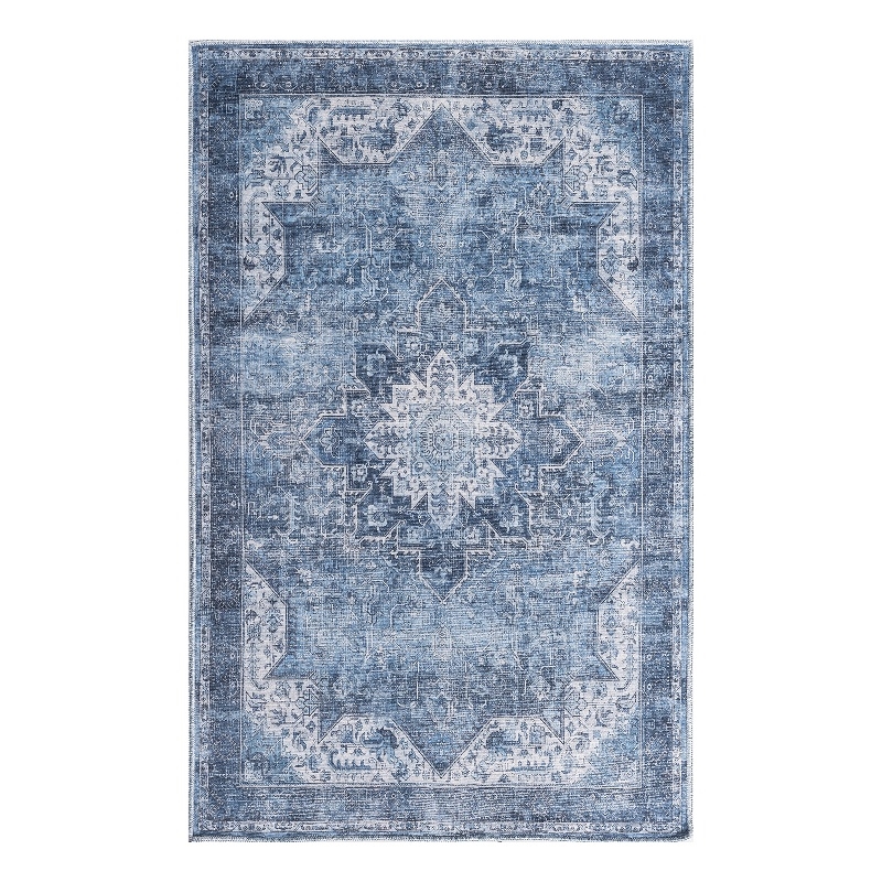 Nourison Washables 3' x 5' Blue Fabric Area Rug