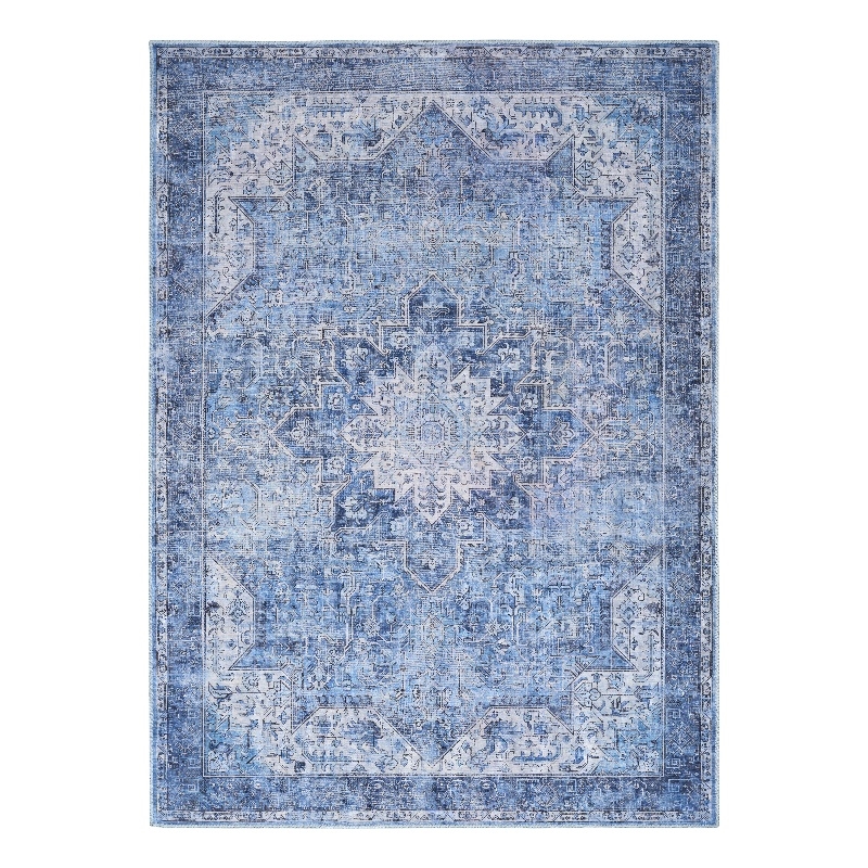 Nourison Washables 5' x 7' Blue Fabric Area Rug