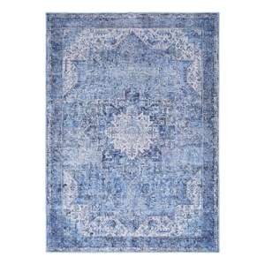 Nourison Washables 5' x 7' Blue Fabric Area Rug