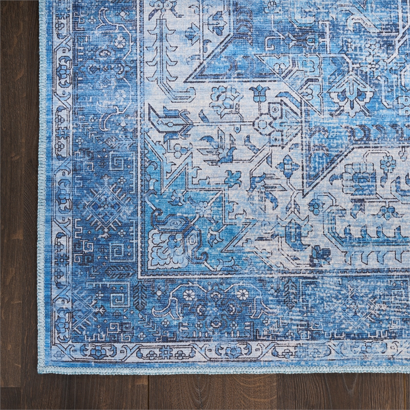 Nourison Washables 9' x 12' Blue Fabric Area Rug