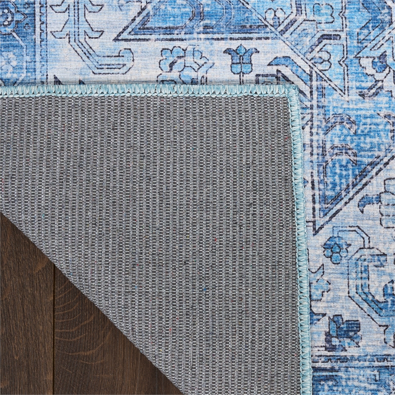 Nourison Washables 9' x 12' Blue Fabric Area Rug