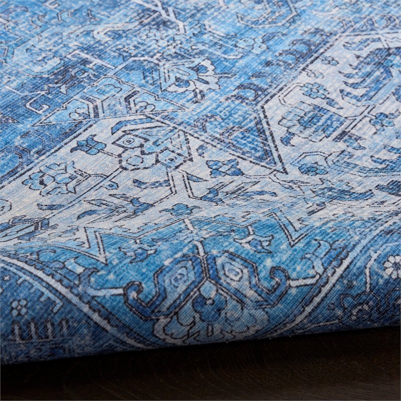 Nourison Washables 9' x 12' Blue Fabric Area Rug