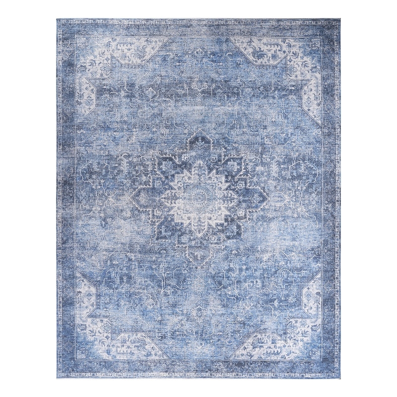 Nourison Washables 9' x 12' Blue Fabric Area Rug