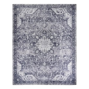 Nourison Washables 9' x 12' Charcoal Gray Fabric Area Rug