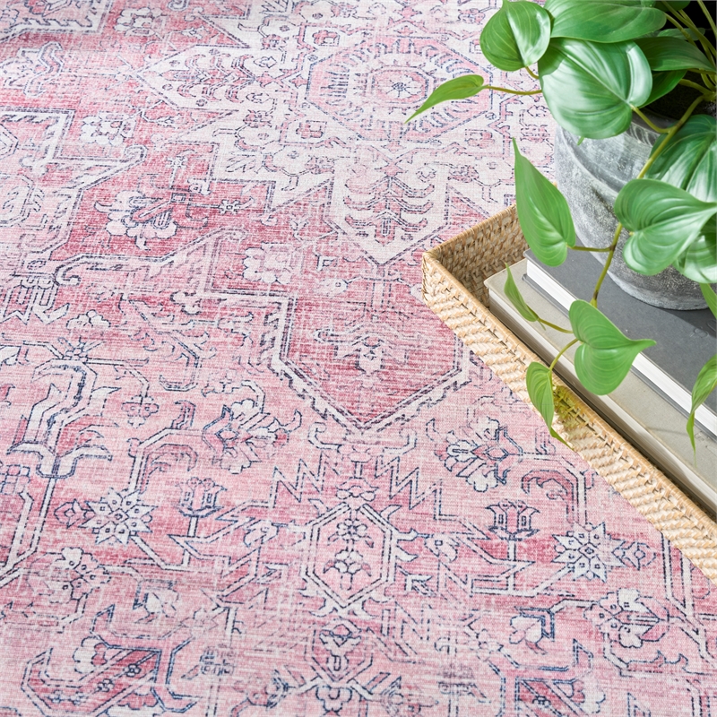 Nourison Washables 5' x 7' Pink Fabric Area Rug