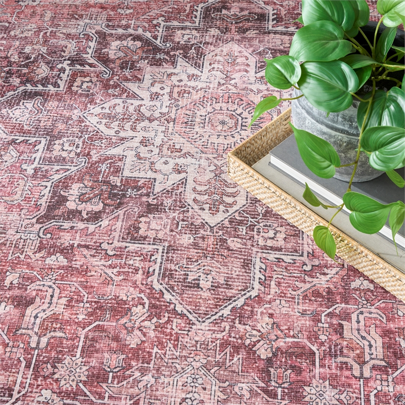 Nourison Washables 9' x 12' Red Fabric Area Rug