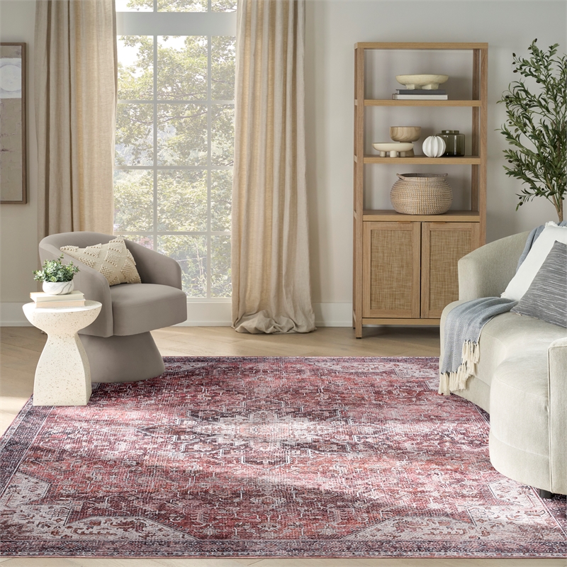 Nourison Washables 9' x 12' Red Fabric Area Rug