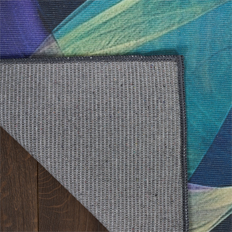 Nourison Washables 3' x 5' Blue Multi-Color Fabric Area Rug