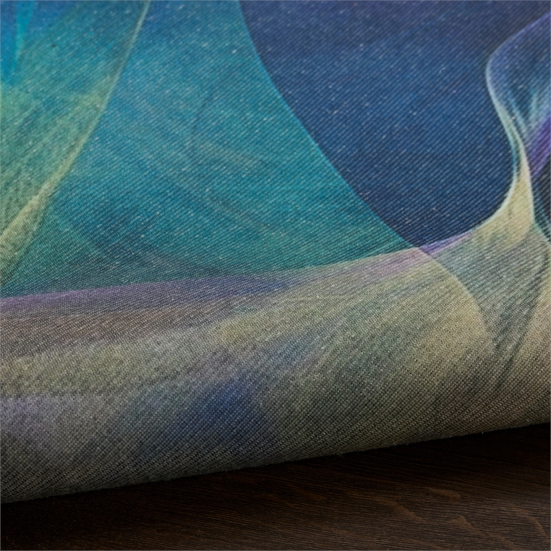 Nourison Washables 3' x 5' Blue Multi-Color Fabric Area Rug