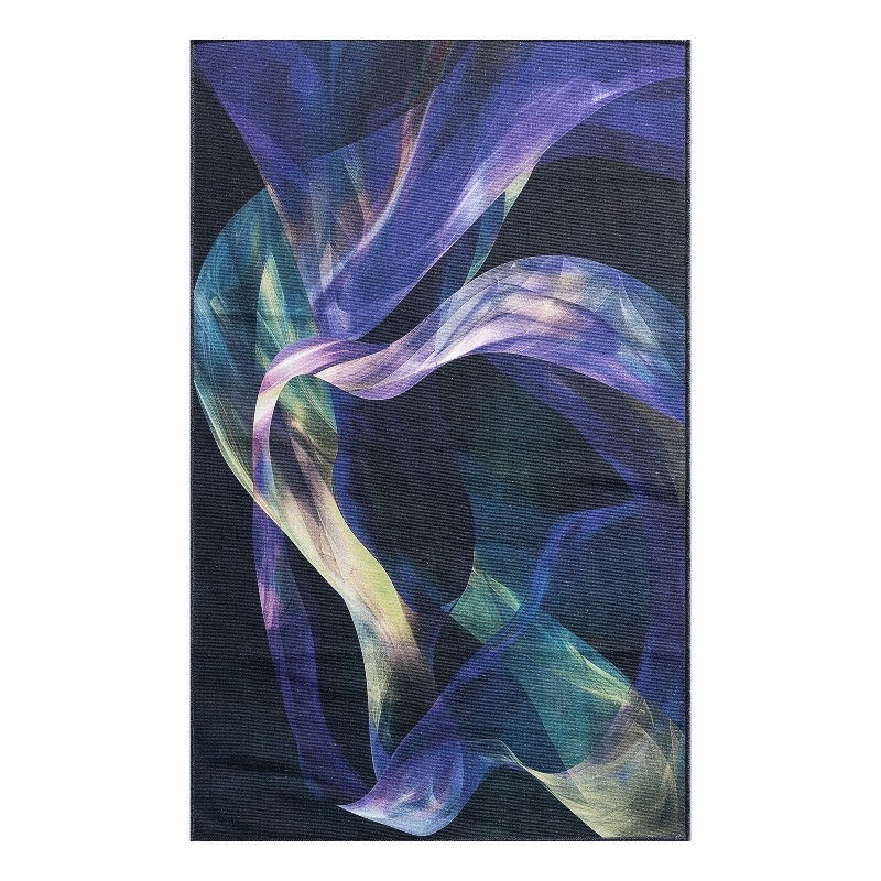 Nourison Washables 3' x 5' Blue Multi-Color Fabric Area Rug