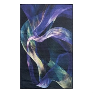 Nourison Washables 3' x 5' Blue Multi-Color Fabric Area Rug