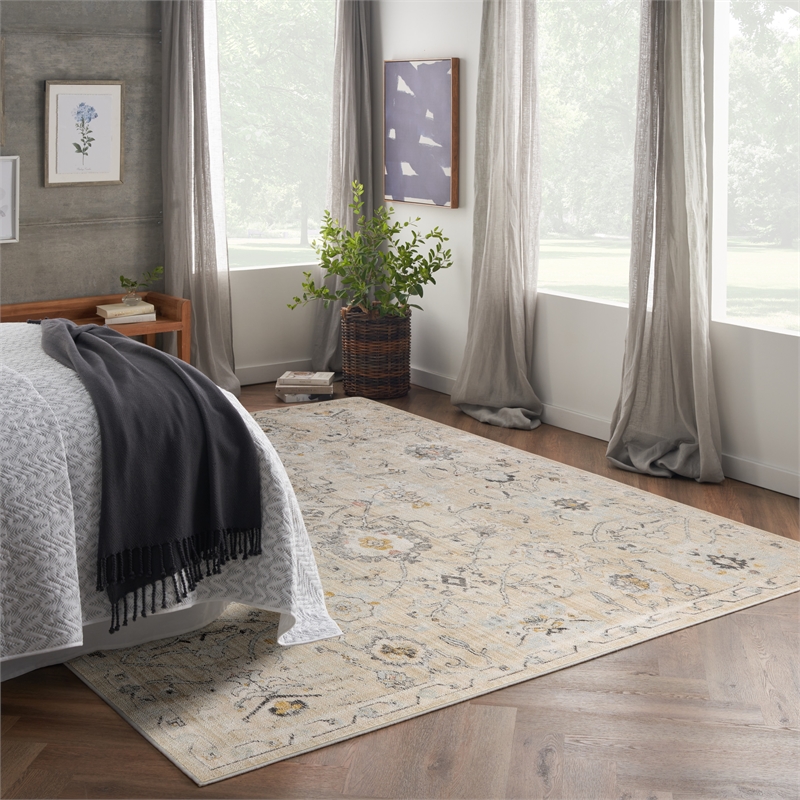 Nourison Oushak Home 10' x 14' Cream Fabric Area Rug