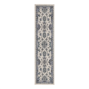 Nourison Essentials 6' Runner Ivory Blue Fabric Area Rug
