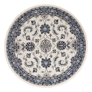Nourison Essentials 8' x Round Ivory Blue Fabric Area Rug