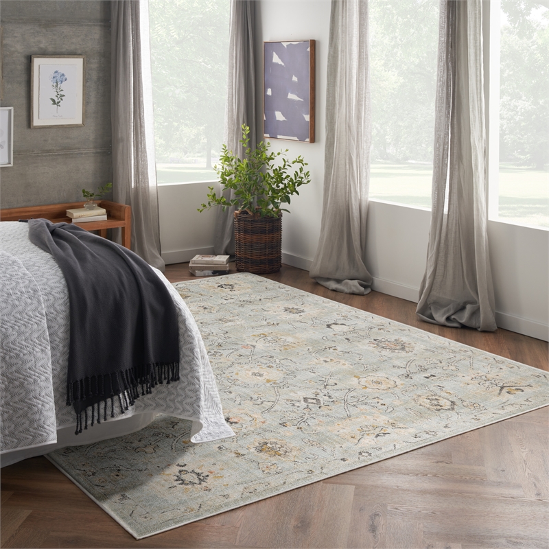 Nourison Oushak Home 10' x 14' Mint Fabric Area Rug