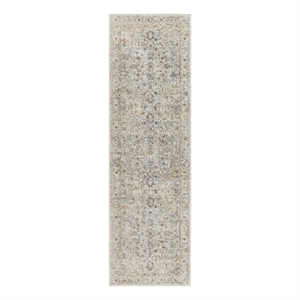 Nourison Oushak Home 6' Runner Light Gray Fabric Area Rug