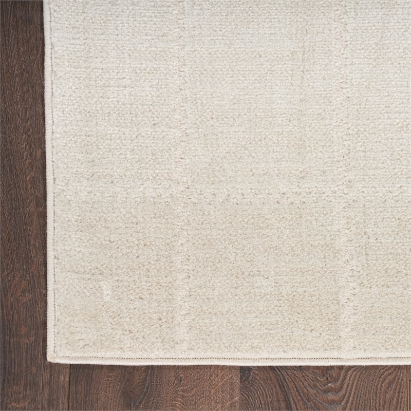 Nourison Serenity Home 6' Runner Ivory Cream Fabric Area Rug