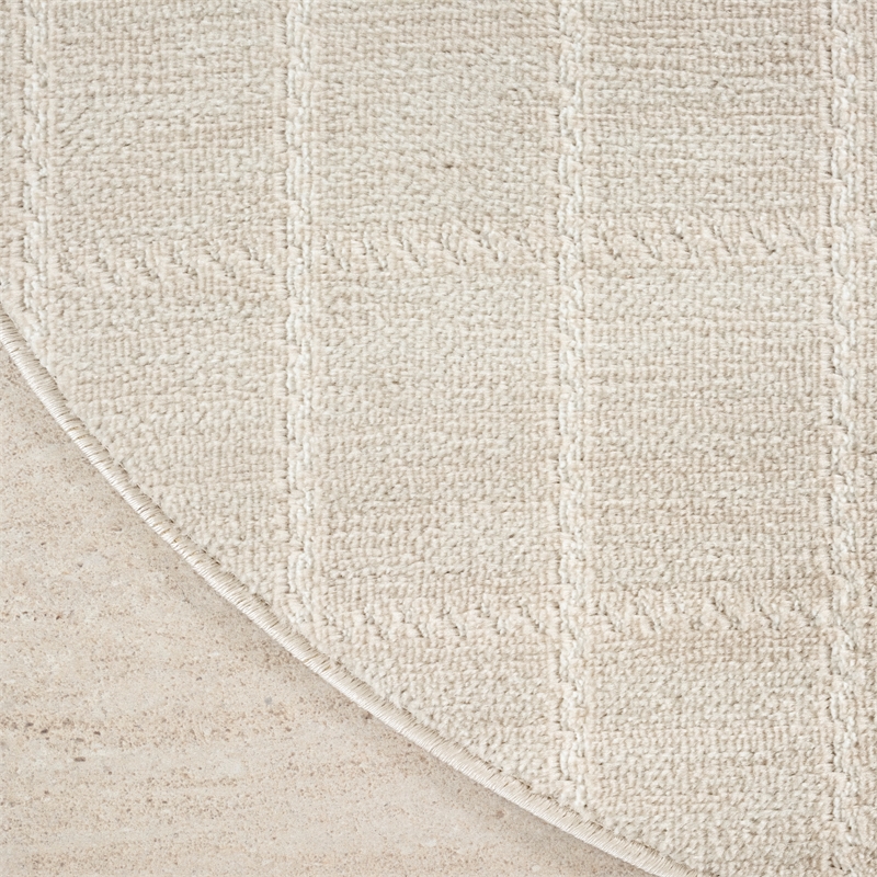 Nourison Serenity Home 4' x Round Ivory Cream Fabric Area Rug