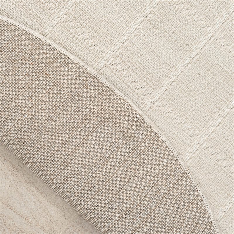 Nourison Serenity Home 4' x Round Ivory Cream Fabric Area Rug