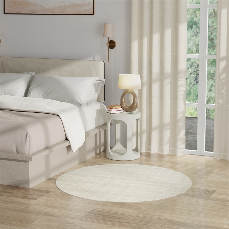 Nourison Serenity Home 4' x Round Ivory Fabric Area Rug