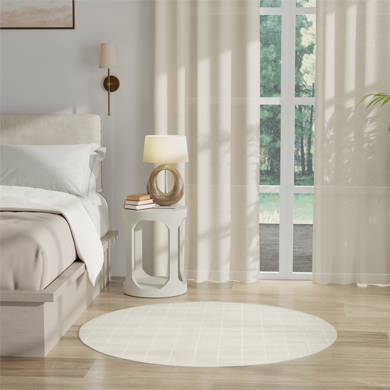 Nourison Serenity Home 4' x Round Ivory Fabric Area Rug
