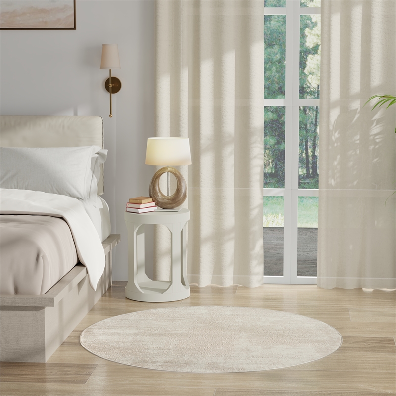Nourison Serenity Home 4' x Round Ivory Fabric Area Rug