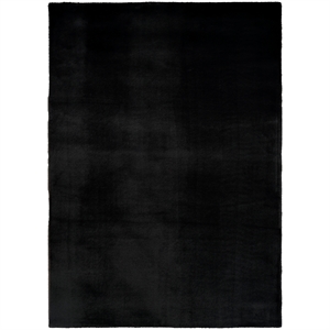 Nourison Soft Plush Rabbit faux Fur 5' x 7' Black Polyester Area Rug