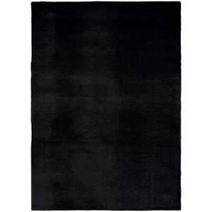 Nourison Soft Plush Rabbit Fur 4' x 6' Black Polyester Area Rug