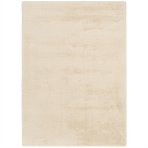 Nourison Soft Plush Rabbit Fur 4' x 6' Beige Fabric Area Rug